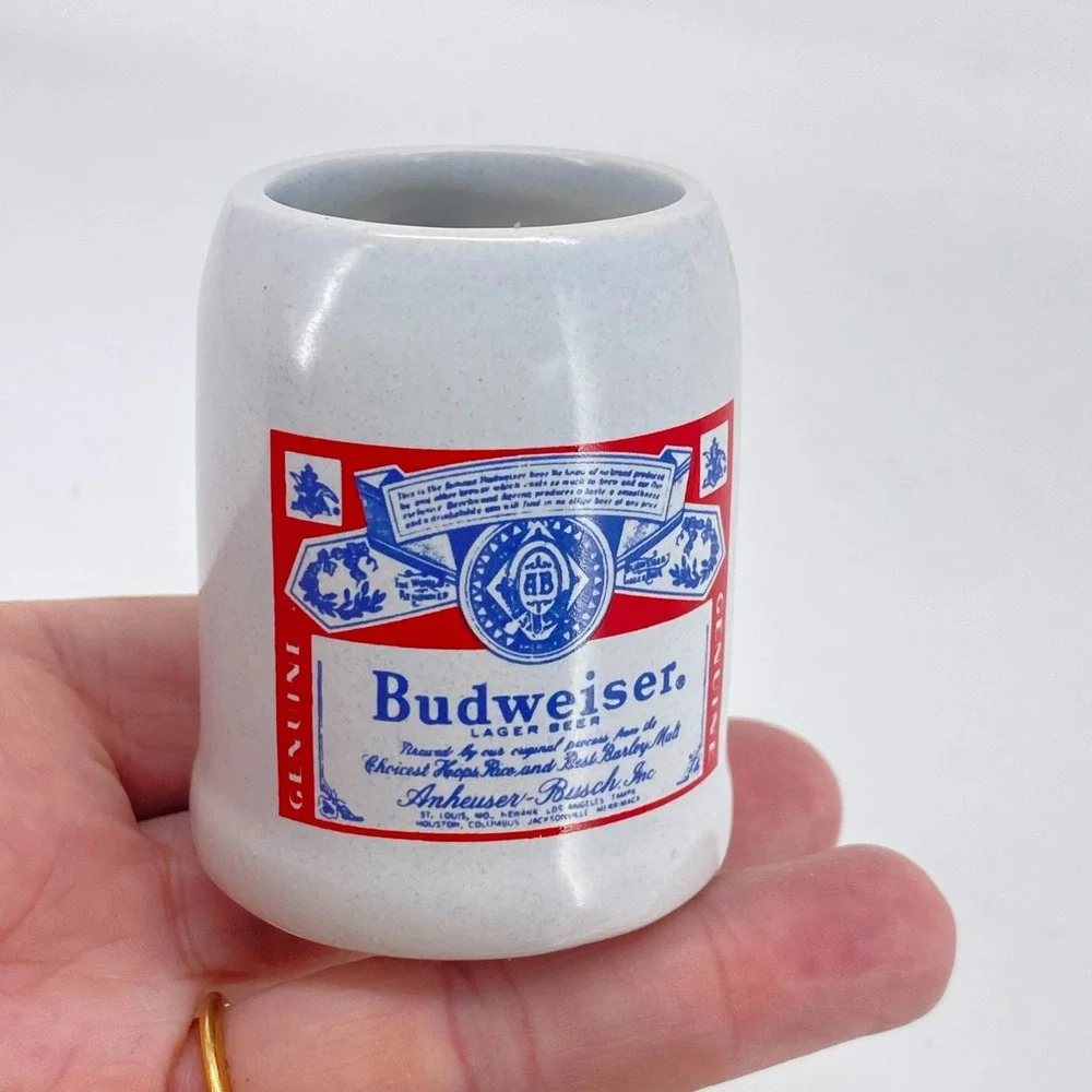 Budweiser Mini Beer Stein Shot Glass Anheuser Busch Ceramic Chile Breweriana